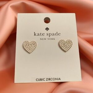 Kate Spade Yours Truly Pave Heart Stud Earrings New With Tags